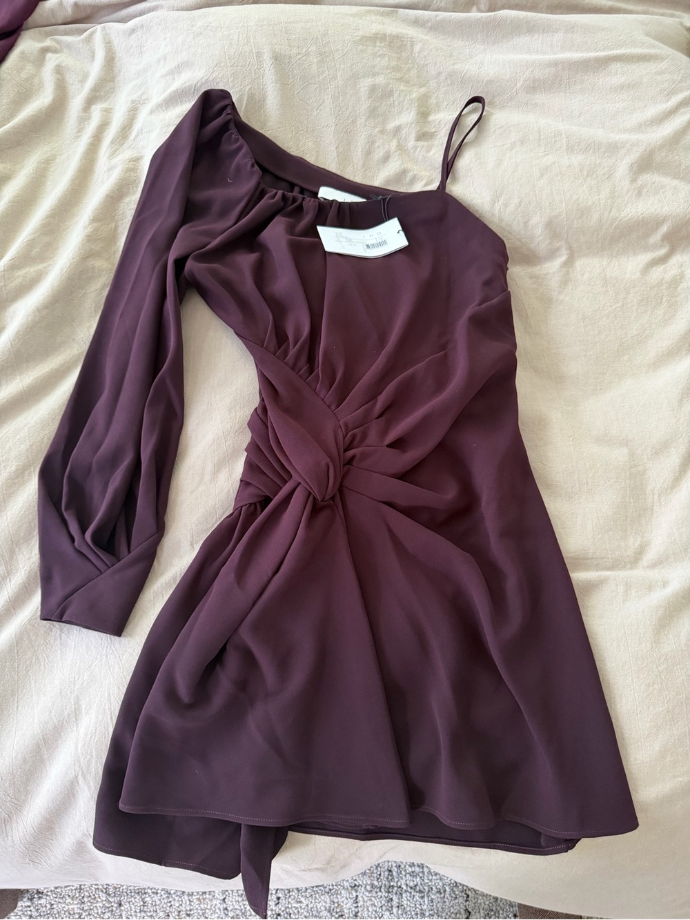 IRO Women’s One-Shoulder Knot Detail Dress in Deep Plum